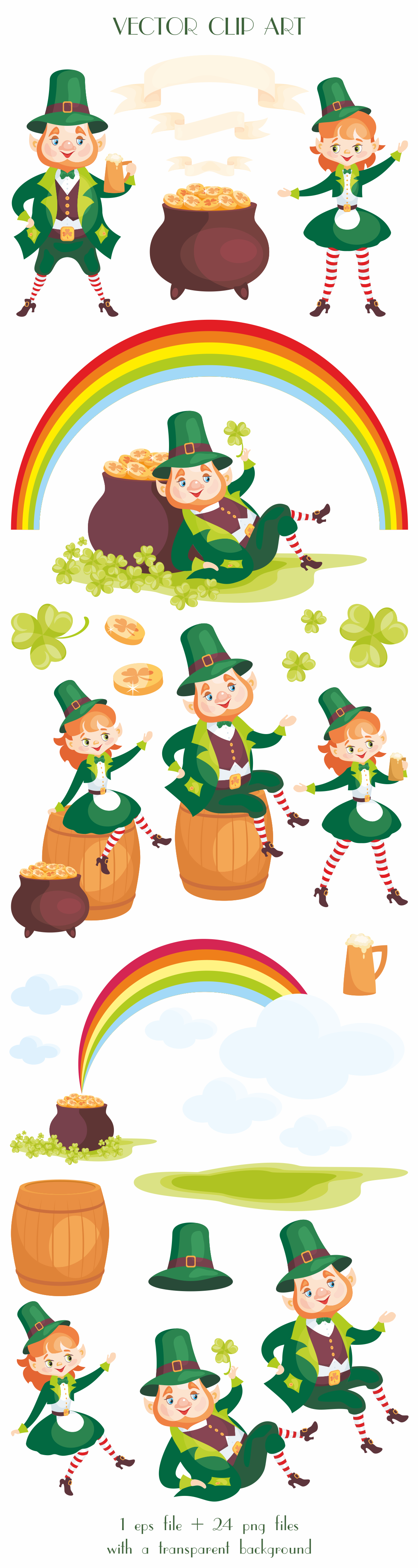 Download Happy Saint Patricks Day Vector Clip Arts In Illustrations On Yellow Images Creative Store