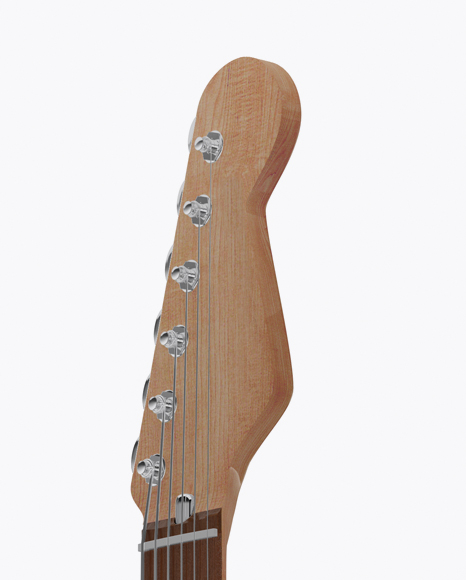 Electric Guitar with Wooden Fingerboard Mockup - Half Side View on