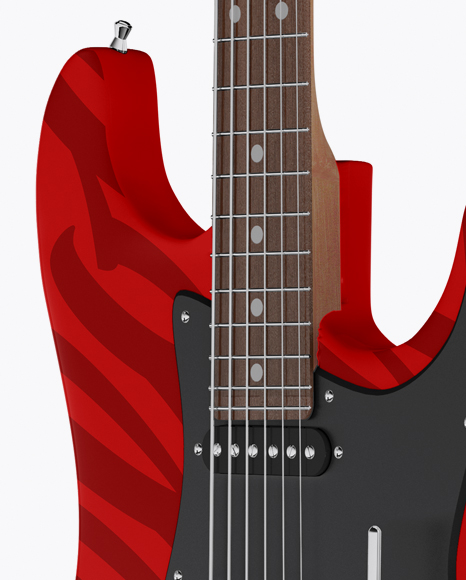 Electric Guitar with Wooden Fingerboard Mockup - Half Side View on