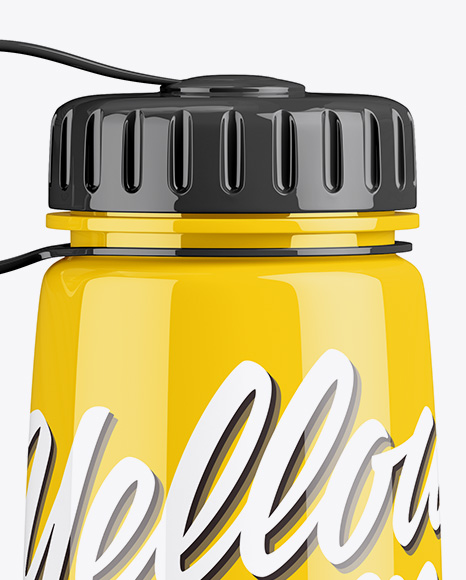 Glossy Sport Bottle Mockup on Yellow Images Object Mockups