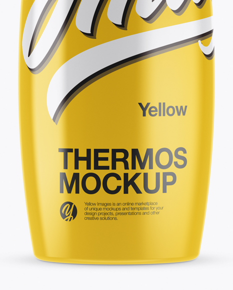 Download 1l Glossy Thermos Mockup In Bottle Mockups On Yellow Images Object Mockups PSD Mockup Templates