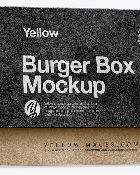 Download Kraft Burger Box Mockup Half Side View In Box Mockups On Yellow Images Object Mockups