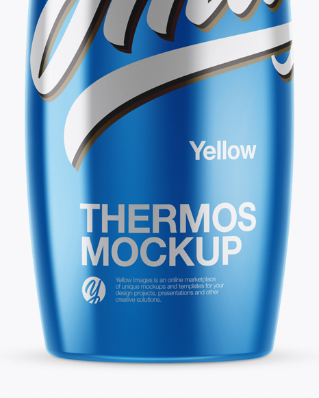 Download 1l Metallic Thermos Mockup In Bottle Mockups On Yellow Images Object Mockups PSD Mockup Templates