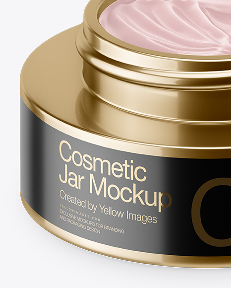 50ml Opened Metallic Cream Jar Mockup (High Angle Shot) PSD #1