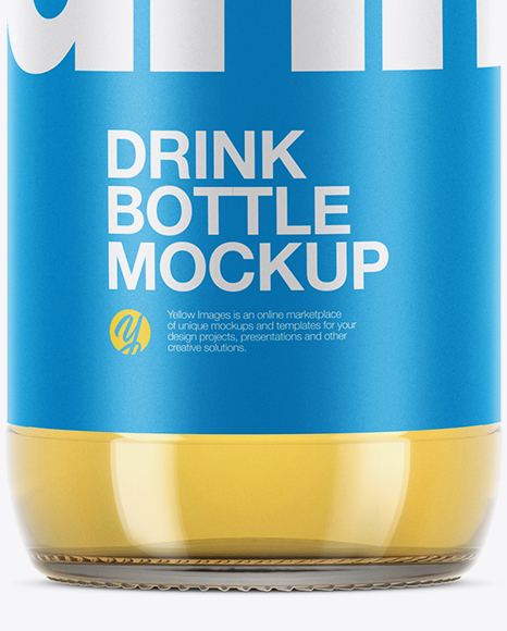 Clear Glass Yellow Drink Bottle Mockup PSD #1