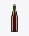 Green Glass Bottle With Red Drink Mockup