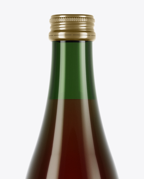 Green Glass Bottle With Red Drink Mockup PSD #2