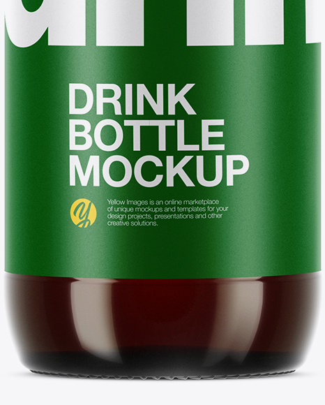 Green Glass Bottle With Red Drink Mockup PSD #1