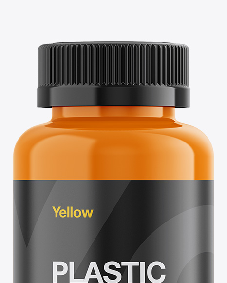 Download Glossy Plastic Bottle Mockup in Bottle Mockups on Yellow Images Object Mockups