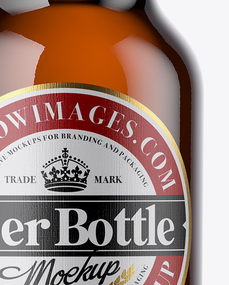 Amber Beer Bottle Mockup PSD #1