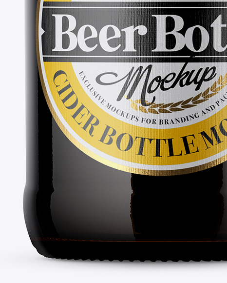 Download Amber Glass Bottle With Dark Beer Psd Mockup Yellowimages