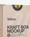 Kraft Box with Pasta Mockup - Half Side View in Box Mockups on Yellow Images Object Mockups
