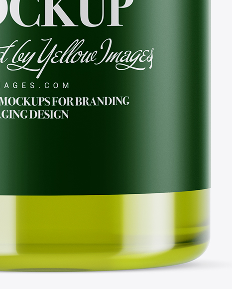 Clear PET Bottle With Green Liquid Mockup PSD #1