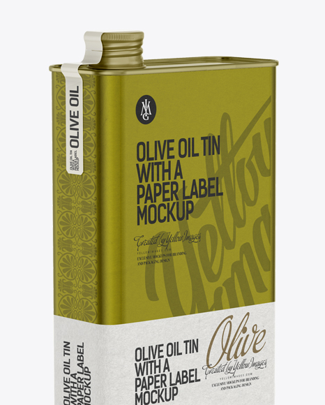 Download Olive Oil Tin With A Paper Label Mockup In Packaging Mockups On Yellow Images Object Mockups Yellowimages Mockups