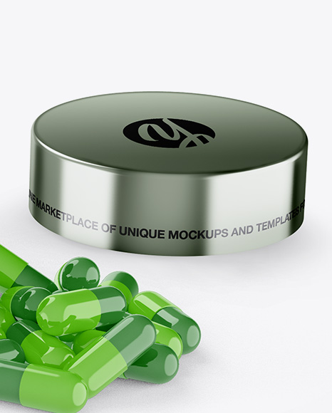 Opened Clear Bottle W  Pills Mockup PSD #7