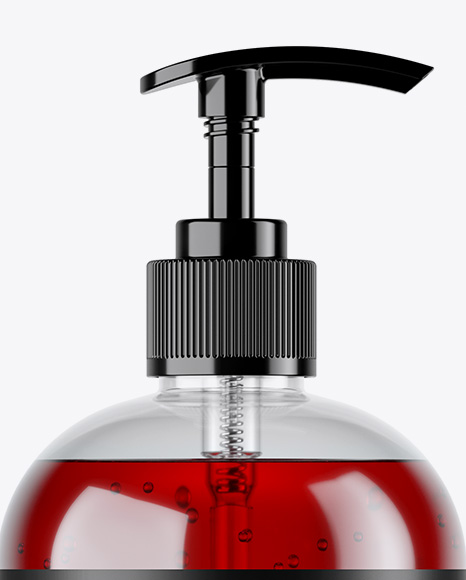 Red Gel PET Bottle with Pump Mockup