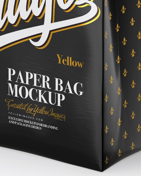 Download Glossy Paper Bag Mockup Half Side View In Bag Sack Mockups On Yellow Images Object Mockups