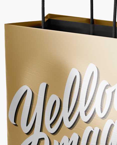 Download Metallic Paper Bag Mockup Half Side View In Bag Sack Mockups On Yellow Images Object Mockups