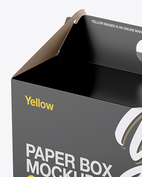 Download Glossy Paper Box Mockup Half Side View High Angle Shot In Box Mockups On Yellow Images Object Mockups Yellowimages Mockups