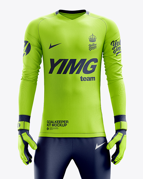 Download Men's Full Soccer Goalkeeper Kit with Pants mockup (Front ...