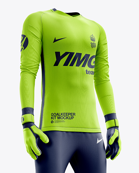 Men S Full Soccer Goalkeeper Kit With Pants Mockup Hero Shot In Apparel Mockups On Yellow Images Object Mockups