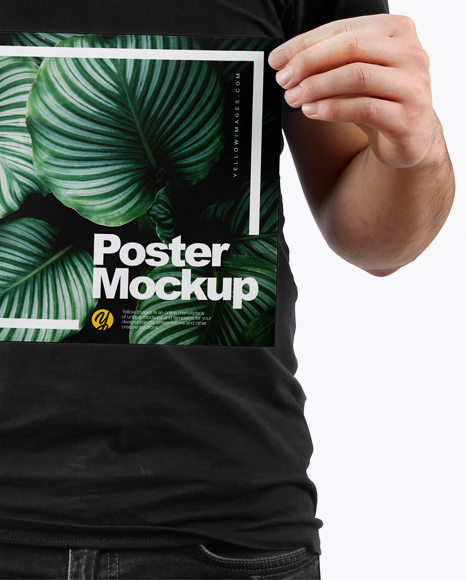 Man With A4 Poster Mockup PSD #1