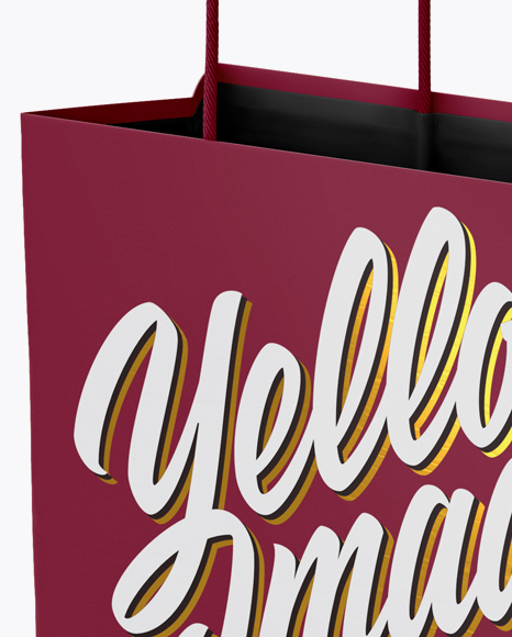 Square Matte Paper Bag Mockup Half Side View In Bag Sack Mockups On Yellow Images Object Mockups