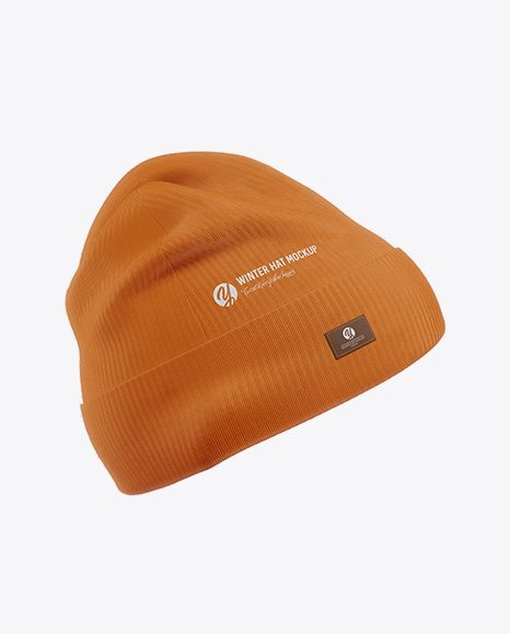 Download Turn Up Beanie Hat Mockup Side View In Apparel Mockups On Yellow Images Object Mockups