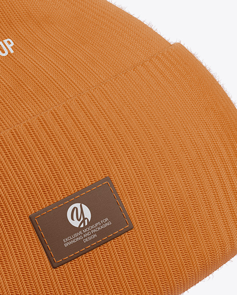 Turn Up Beanie Hat Mockup Side View In Apparel Mockups On Yellow Images Object Mockups