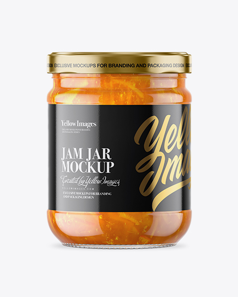 Clear Glass Jar with Orange Jam Mockup PSD #2
