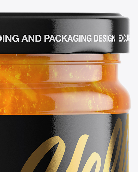 Clear Glass Jar with Orange Jam Mockup PSD #1