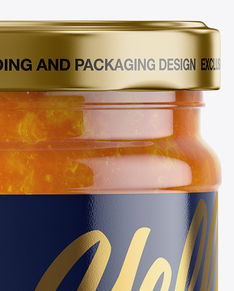 Clear Glass Jar with Apricot Jam Mockup PSD #6