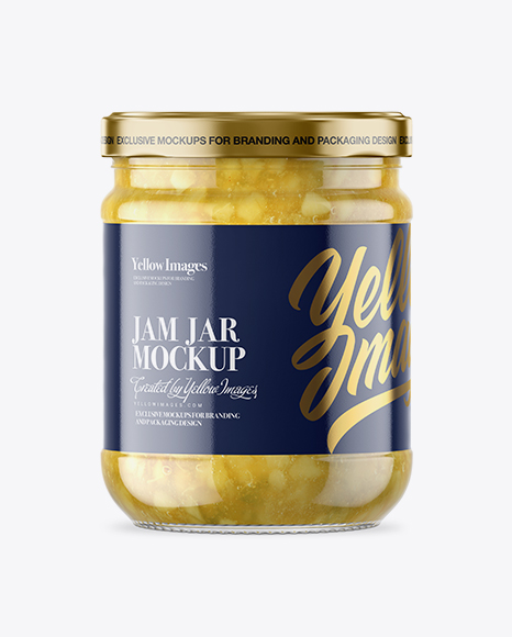 Clear Glass Jar with Pear Jam Mockup PSD #2