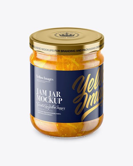 Clear Glass Jar with Orange Jam Mockup   High Angle Shot PSD #2