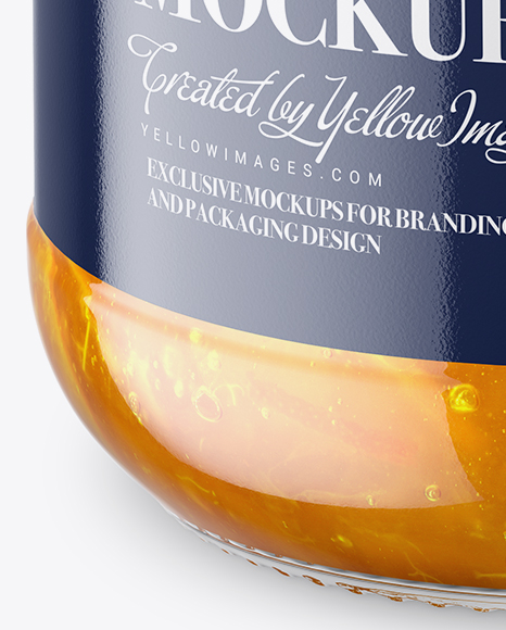 Clear Glass Jar with Orange Jam Mockup   High Angle Shot PSD #7
