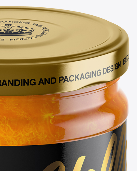 Clear Glass Jar with Apricot Jam Mockup   High Angle Shot PSD #6