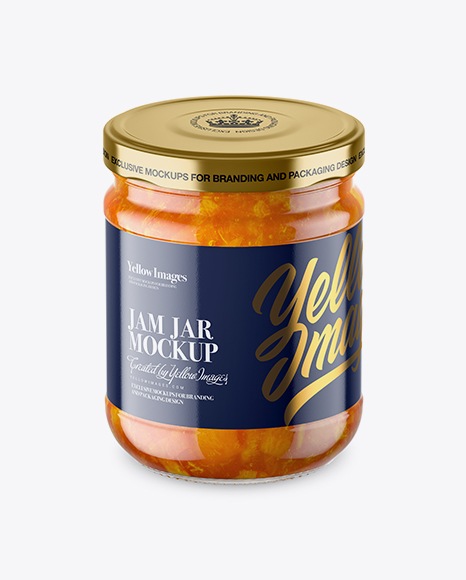 Clear Glass Jar with Apricot Jam Mockup   High Angle Shot PSD #2