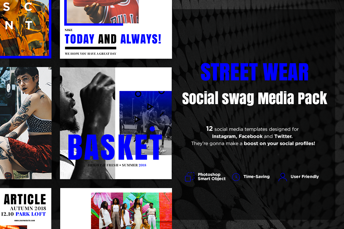 Street Wear Social Swag Media Pack In Social Media Templates On Yellow Images Creative Store