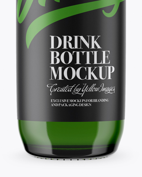 Green Glass Drink Bottle Mockup PSD #6