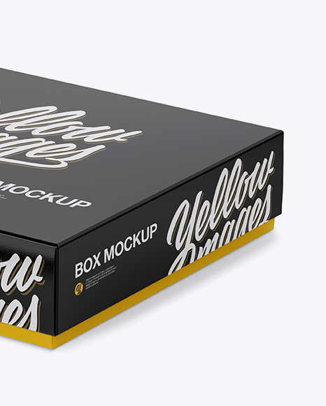 Download Glossy Paper Box Mockup Half Side View High Angle Shot In Box Mockups On Yellow Images Object Mockups