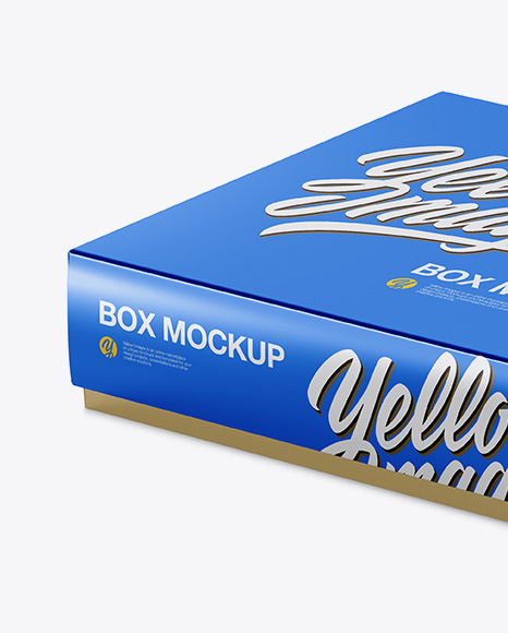 Metallic Paper Box Mockup Half Side View High Angle Shot In Box Mockups On Yellow Images Object Mockups