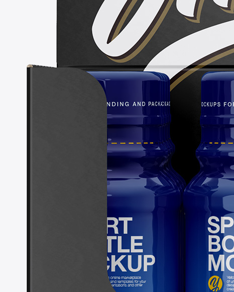 Box with 12 Bottles in Shrink Sleeves   Front View PSD #1