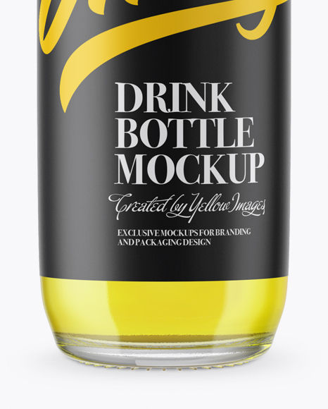 Clear Glass Yellow Drink Bottle Mockup PSD #6