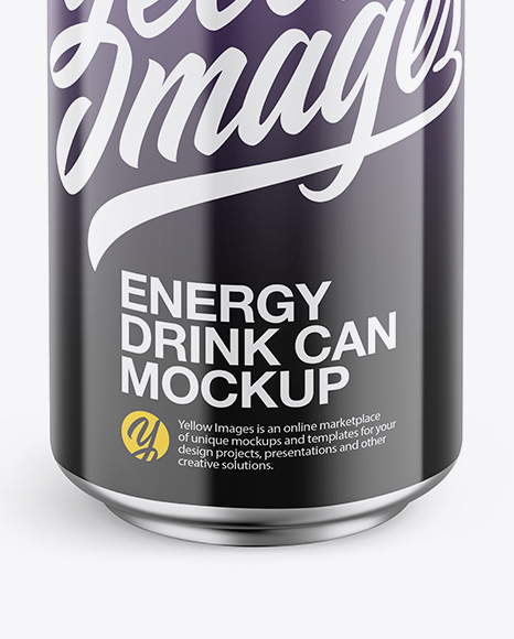 Glossy Aluminium Can Mockup - Front View (High-Angle Shot) - Free