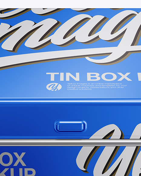 Metallic Tin Box Mockup   Front View (High Angle Shot) PSD #2