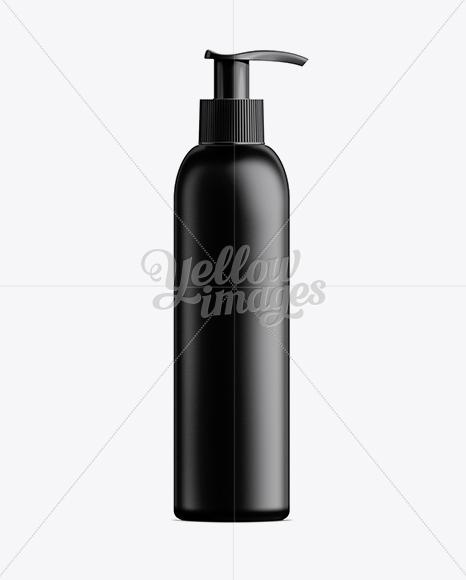 Download Black Plastic Cosmetic Bottle with Batcher - 200 ml in Bottle Mockups on Yellow Images Object ...