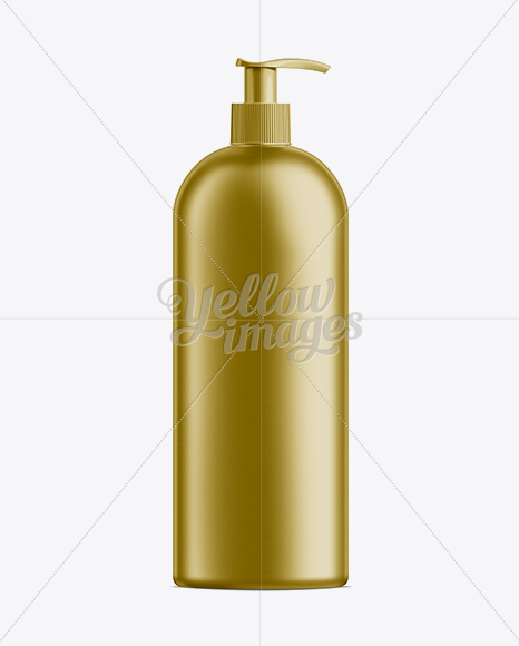 Gold Plastic Cosmetic Bottle with Batcher - 1000 ml on Yellow Images