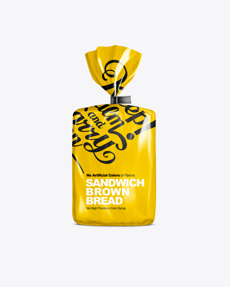 Middle Plastic Bag With Clip For Bread In Bag Sack Mockups On Yellow Images Object Mockups