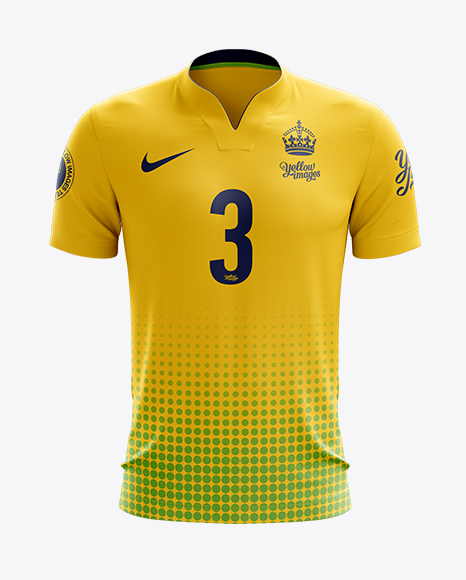 Download Soccer Jersey Mockup Front View In Apparel Mockups On Yellow Images Object Mockups