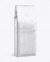 Foil Coffee Bag With Valve Mockup - Half-Turned View on Yellow Images